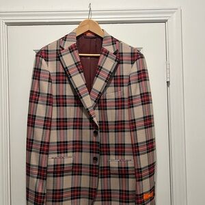 TALLIA Red and Black Plaid Blazer